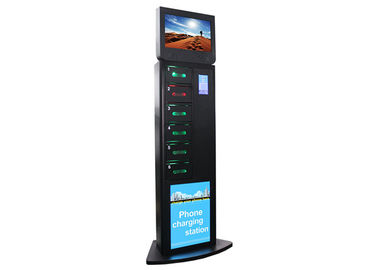 Remote Advertising Multi Languages Mobile Phone Charging station 6 Digital Lockers
