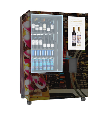 Red Wine Bottle Vending Machine Conveyor With Elevator UI Card Payment Device