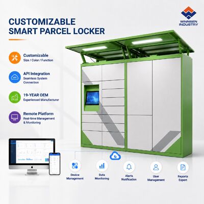 کیفیت Winnsen Smart Parcel Locker با 15.6 اینچ اندروید Touchscreen Cloud Remote Management و 600 درب یک کنسول کارخانه