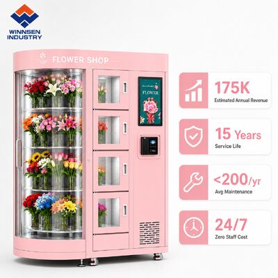 کیفیت دستگاه فروش گل تازه Winnsen با بازدهی بالا و عمر 15 ساله با خرده فروشی بدون مراقبت 24/7 و مدیریت مبتنی بر ابر کارخانه