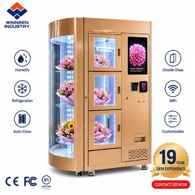 کیفیت دستگاه فروش خودکار گل هوشمند صفحه لمسی 22 اینچی با سیستم خنک کننده و مدیریت از راه دور ابری کارخانه