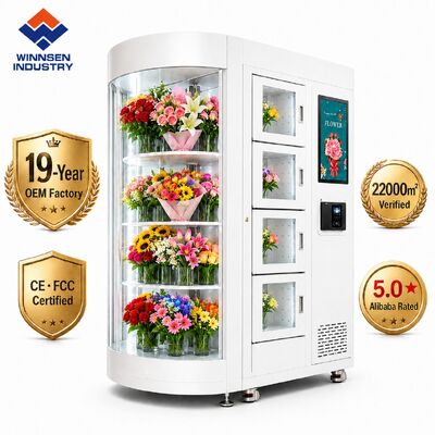کیفیت دستگاه فروش خودکار گل تازه هوشمند فضای باز 24/7 وینسن با کنترل دما، صفحه نمایش لمسی 22 اینچی و گزینه‌های پرداخت متعدد کارخانه