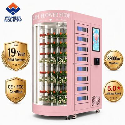 کیفیت ماشین فروش گل های تازه و اکولوژیکی R290 گواهینامه FCC Winnsen مطابق با ADA 24/7 کیوسک خودکار گل برای ایالات متحده کارخانه
