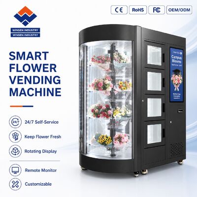 کیفیت دستگاه فروش خودکار گل هوشمند یخچال‌دار 24/7 Winnsen منطبق با ADA برای دانشگاه‌های آمریکا کارخانه