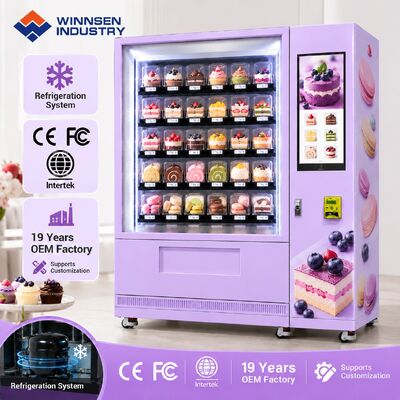 کیفیت Winnsen Chilled Cupcake Vending Machine Glass Front LED Display Keeps Cream Cakes Fresh کارخانه