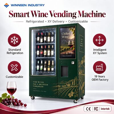 کیفیت Winnsen Glass Front Display Wine Vending Machine with LED Lighted Shelves Refrigerated Cabinet کارخانه