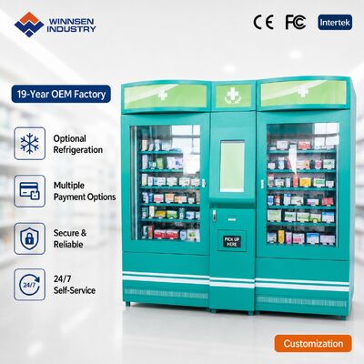 کیفیت Winnsen 24H Smart Pharmacy Vending Machine Refrigerated Touchscreen Medicine Kiosk for Community کارخانه