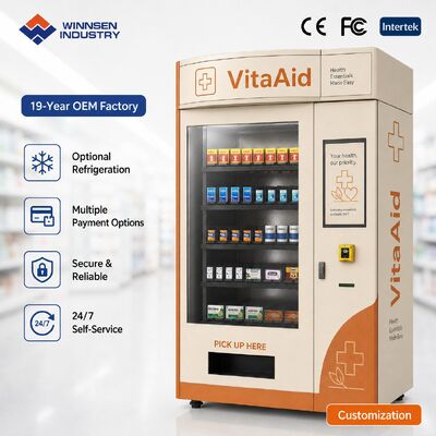 کیفیت Winnsen 24H Smart Pharmacy Vending Machine Refrigerated Touchscreen Medicine Kiosk for Community کارخانه